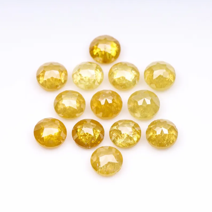 Natural Loose Round Rose Cut Yellow Earth Mined Diamond - Minimal Carbon