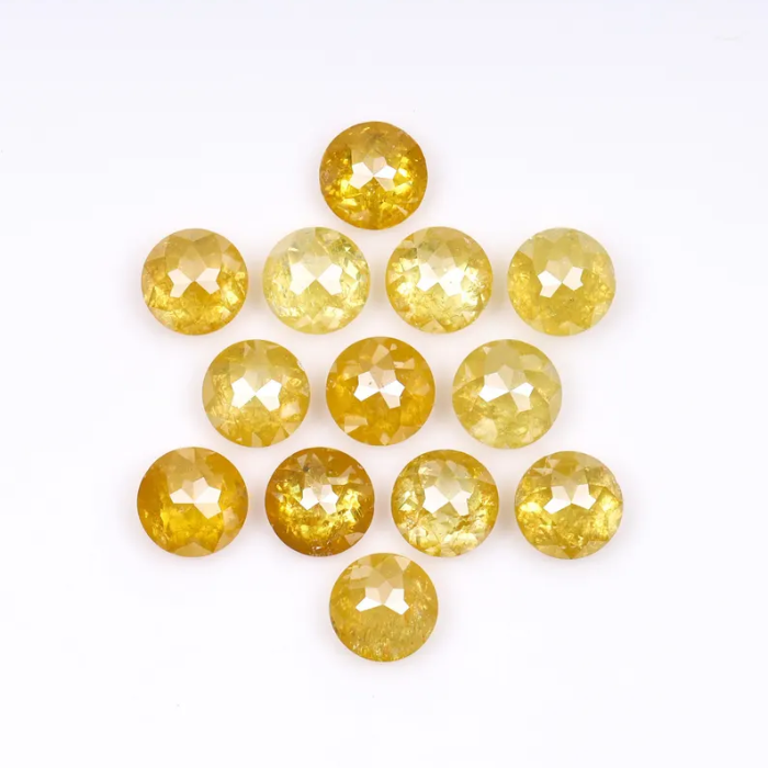 Natural Loose Round Rose Cut Yellow Earth Mined Diamond - Minimal Carbon