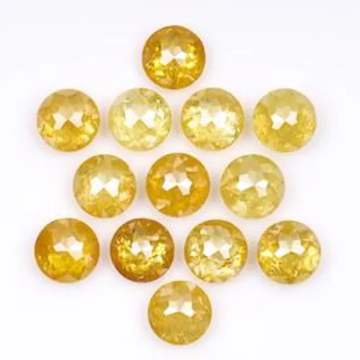 Natural Loose Round Rose Cut Yellow Earth Mined Diamond - Minimal Carbon