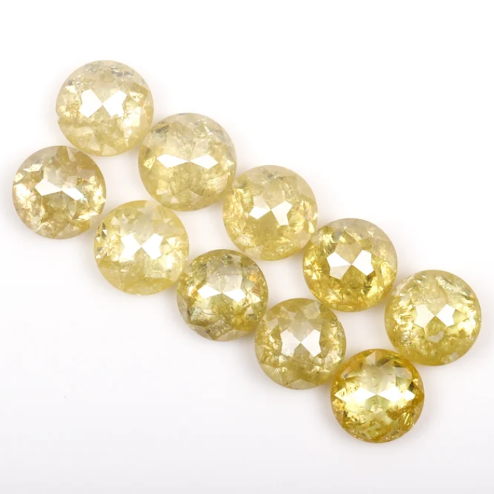 Natural Loose Round Rose Cut Yellow Earth Mined Diamond