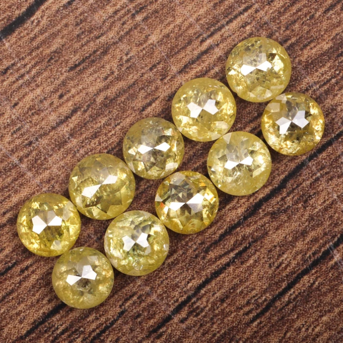 Natural Loose Round Rose Cut Yellow Earth Mined Diamond