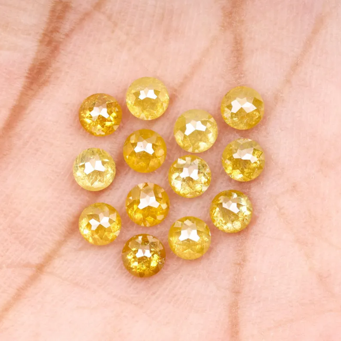 Natural Loose Round Rose Cut Yellow Earth Mined Diamond - Minimal Carbon