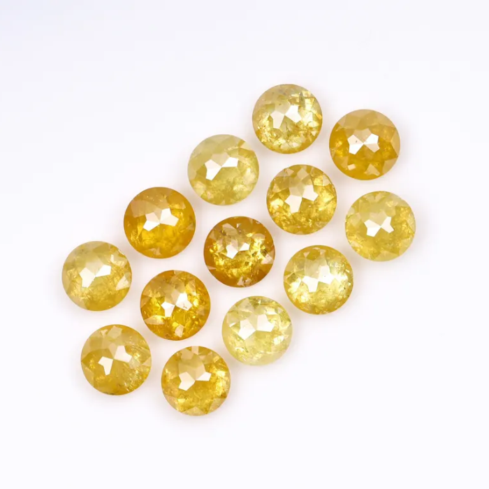 Natural Loose Round Rose Cut Yellow Earth Mined Diamond - Minimal Carbon