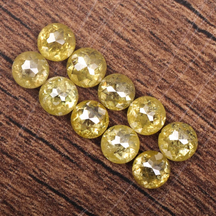 Natural Loose Round Rose Cut Yellow Earth Mined Diamond