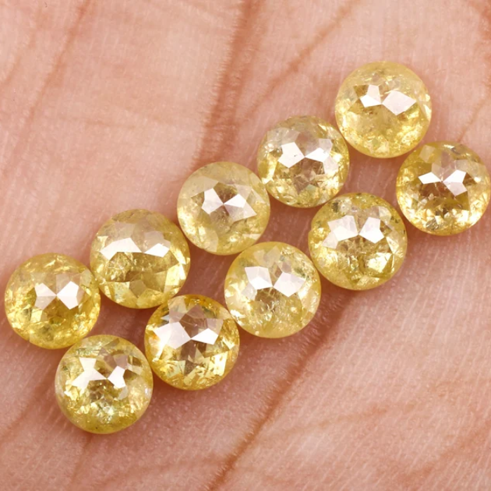 Natural Loose Round Rose Cut Yellow Earth Mined Diamond