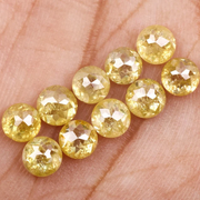Natural Loose Round Rose Cut Yellow Earth Mined Diamond
