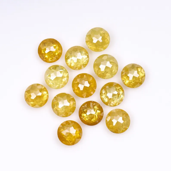 Natural Loose Round Rose Cut Yellow Earth Mined Diamond - Minimal Carbon