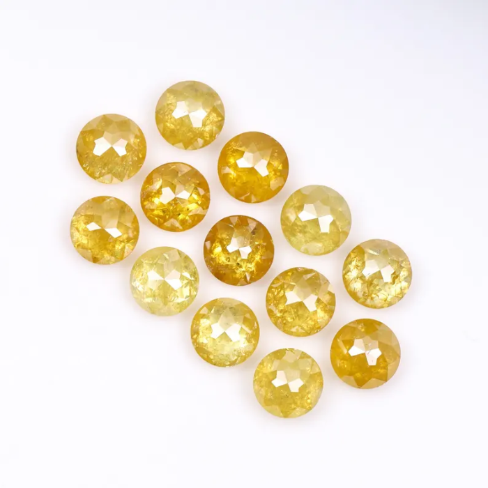 Natural Loose Round Rose Cut Yellow Earth Mined Diamond - Minimal Carbon