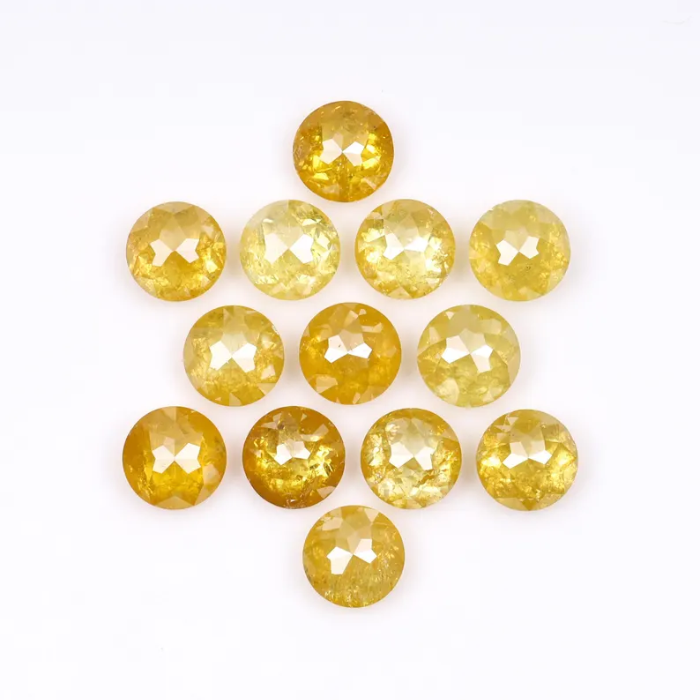 Natural Loose Round Rose Cut Yellow Earth Mined Diamond - Minimal Carbon