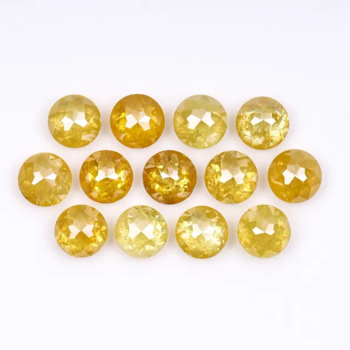 Natural Loose Round Rose Cut Yellow Earth Mined Diamond - Minimal Carbon