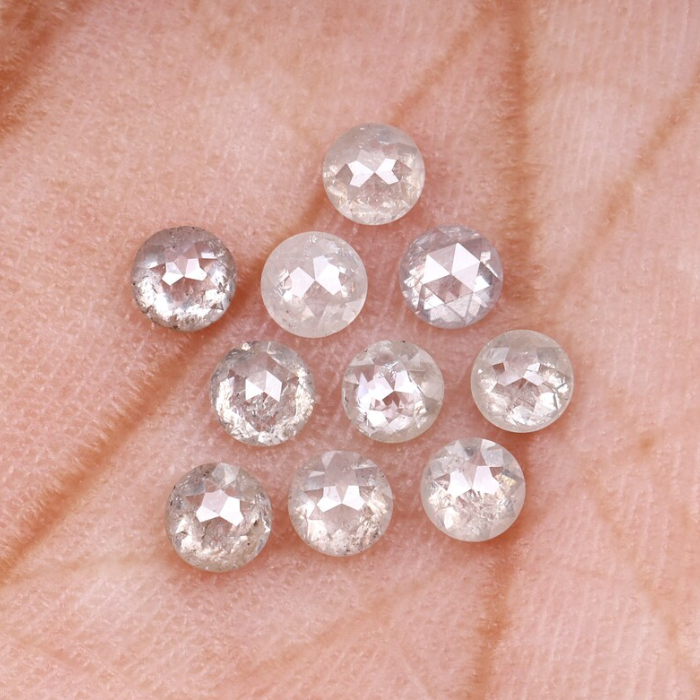 Natural Loose White Milky Round Rose Cut Earth Mined Diamond - Minimal Carbon