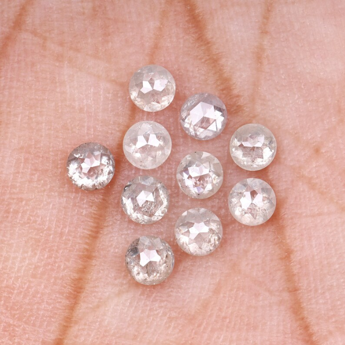 Natural Loose White Milky Round Rose Cut Earth Mined Diamond - Minimal Carbon