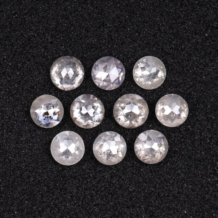 Natural Loose White Milky Round Rose Cut Earth Mined Diamond - Minimal Carbon