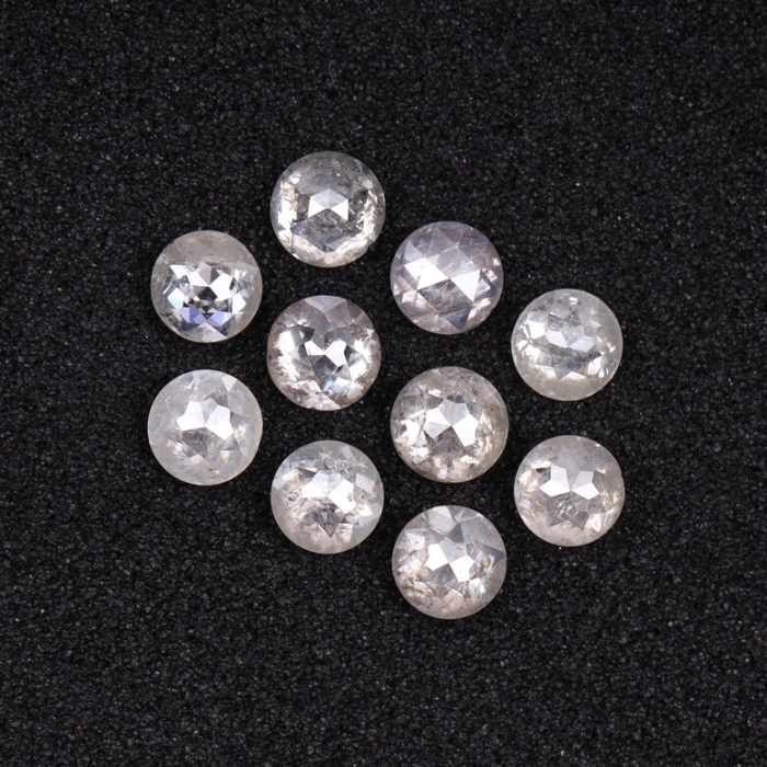 Natural Loose White Milky Round Rose Cut Earth Mined Diamond - Minimal Carbon