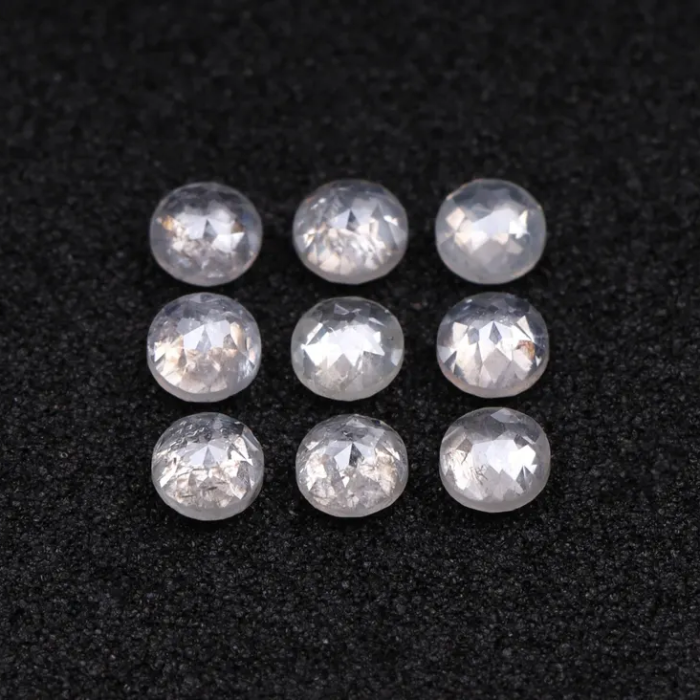 Round Rose Cut Natural Earth Mined Diamond - Minimal Carbon