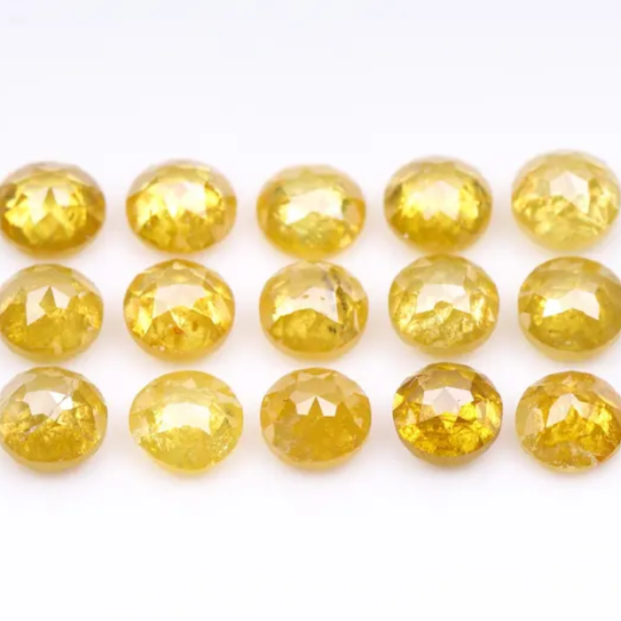 Natural Loose Yellow Color Round Rose Cut Diamond - Minimal Carbon