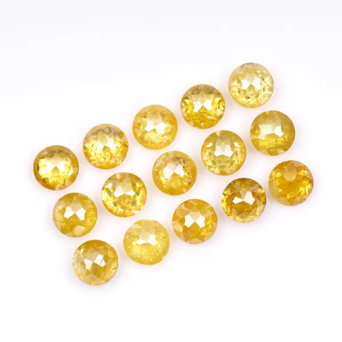 Natural Loose Yellow Color Round Rose Cut Diamond - Minimal Carbon