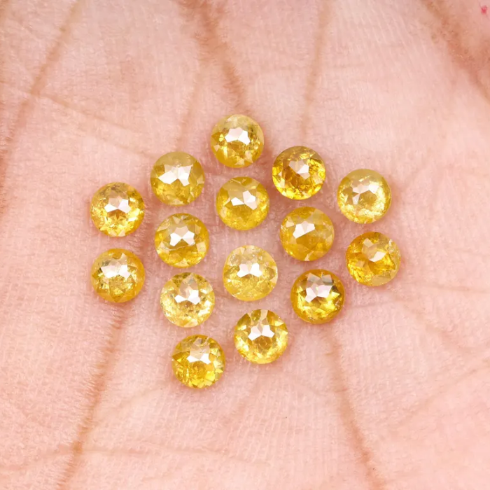 Natural Loose Yellow Color Round Rose Cut Diamond - Minimal Carbon