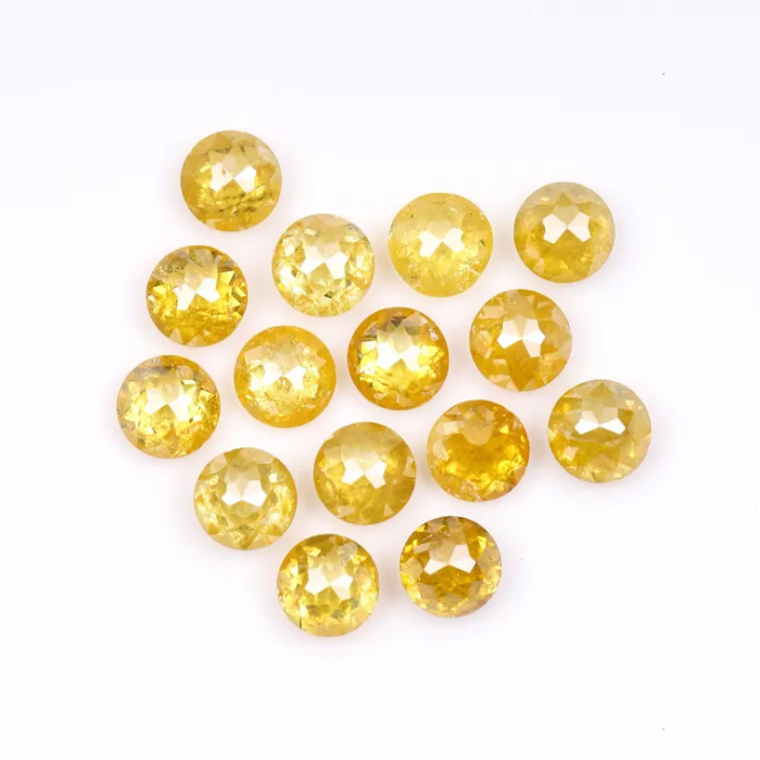 Natural Loose Yellow Color Round Rose Cut Diamond - Minimal Carbon