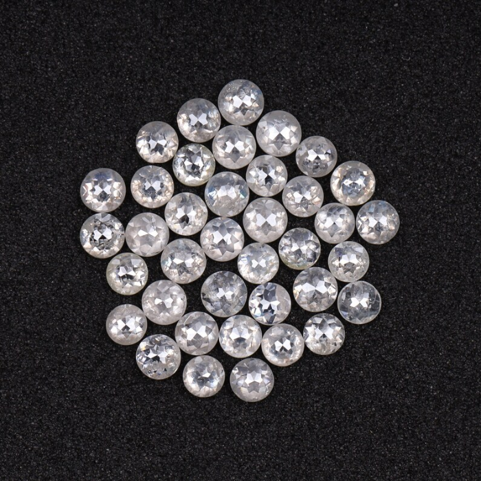 Natural Milky White Round Rose Cut Earth Mined Diamond