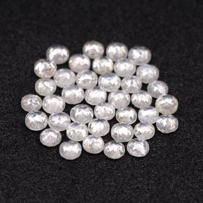 Natural Milky White Round Rose Cut Earth Mined Diamond