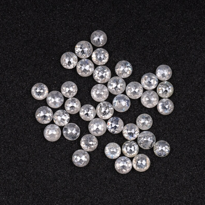 Natural Milky White Round Rose Cut Earth Mined Diamond