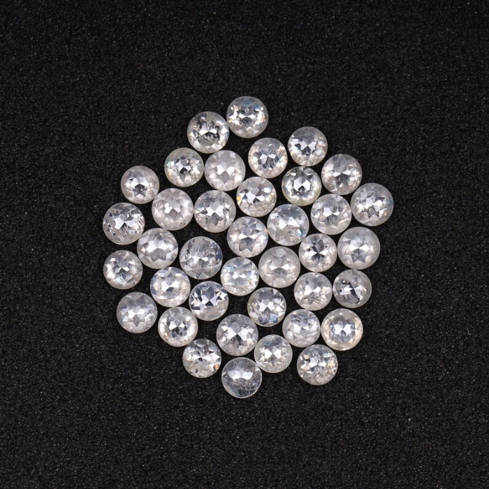 Natural Milky White Round Rose Cut Earth Mined Diamond