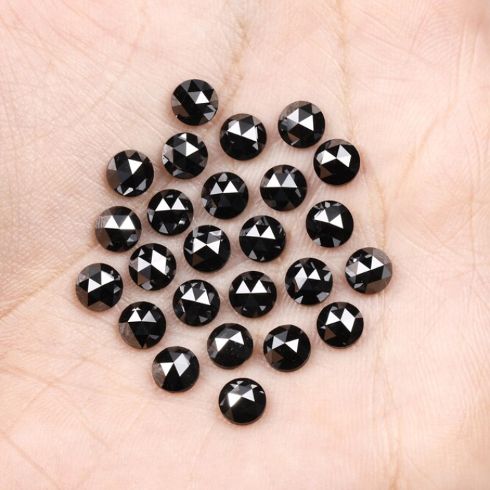 Natural Round Rose Cut Black Loose Earth Mined Diamond