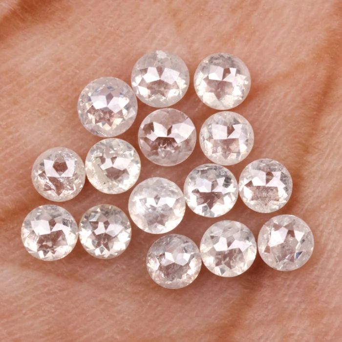 Natural Round Rose Cut Loose White Earth Mined Diamond - Minimal Carbon