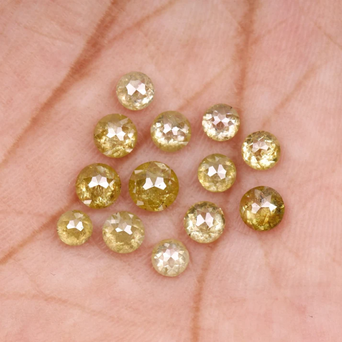 Natural Round Rose Cut Yellow Earth Mined Diamond - Minimal Carbon