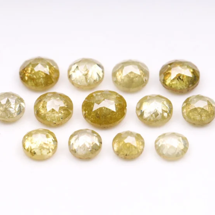 Natural Round Rose Cut Yellow Earth Mined Diamond - Minimal Carbon