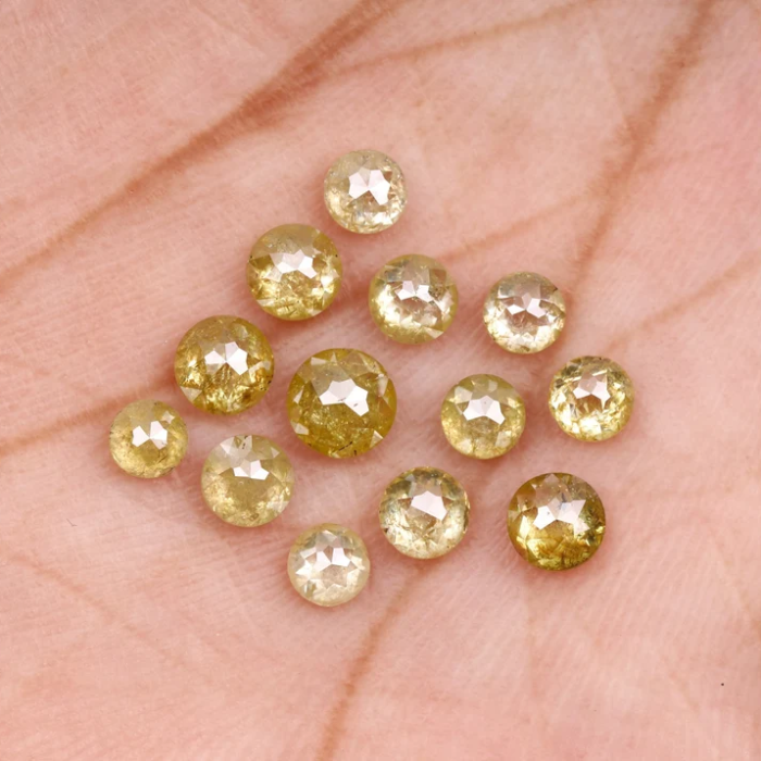 Natural Round Rose Cut Yellow Earth Mined Diamond - Minimal Carbon