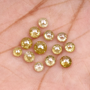 Natural Round Rose Cut Yellow Earth Mined Diamond - Minimal Carbon