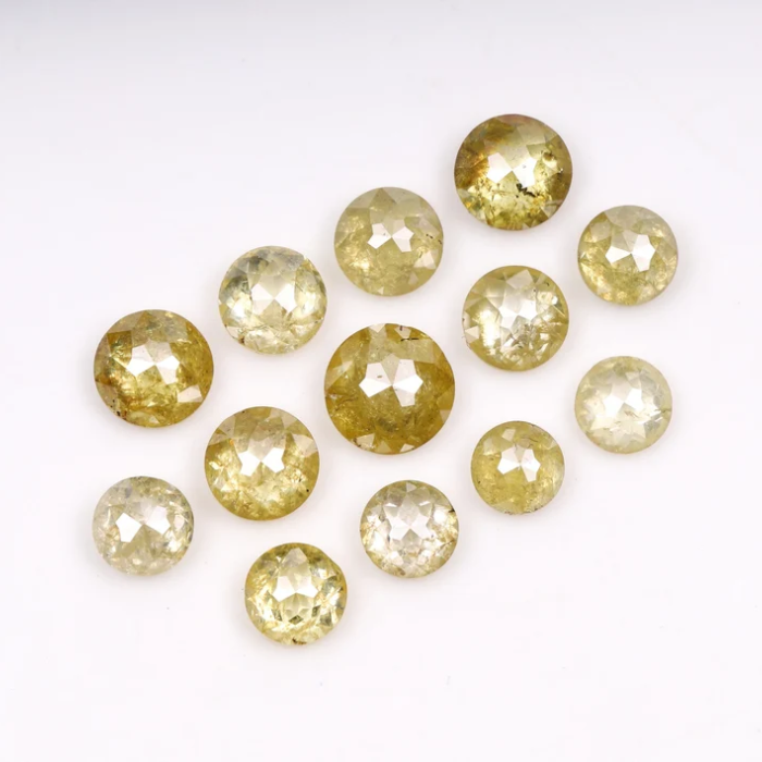 Natural Round Rose Cut Yellow Earth Mined Diamond - Minimal Carbon