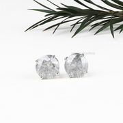 Natural Round Salt And Pepper Diamond Stud Earring