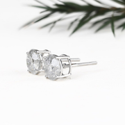 Natural Round Salt And Pepper Diamond Stud Earring