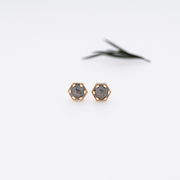 Natural Salt And Pepper Diamond Six Prong Solitaire Stud