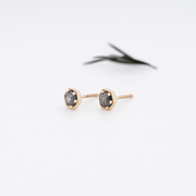 Natural Salt And Pepper Diamond Six Prong Solitaire Stud