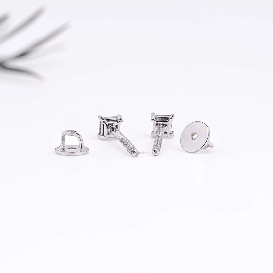 Natural Salt and Pepper Diamond Princess Cut Stud