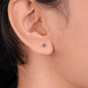 Natural Salt and Pepper Diamond Princess Cut Stud
