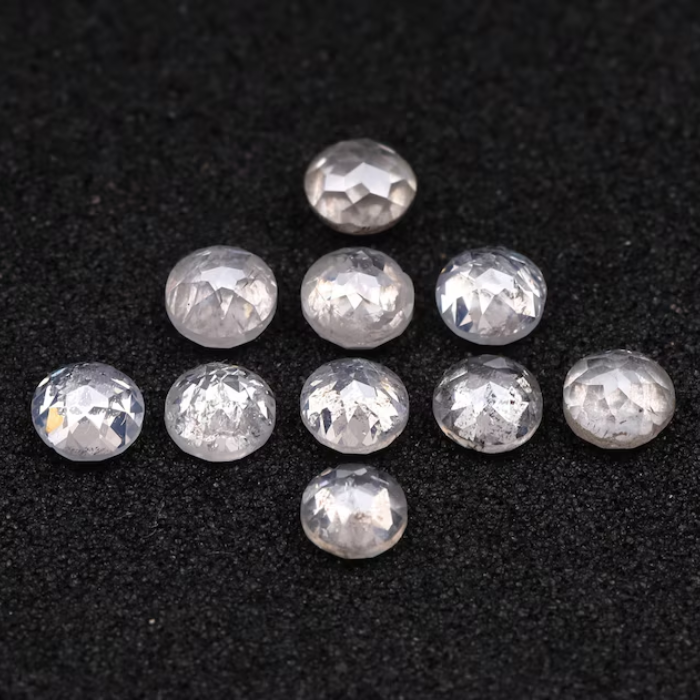 Natural White Milky Round Rose Cut Earth Mined Diamond