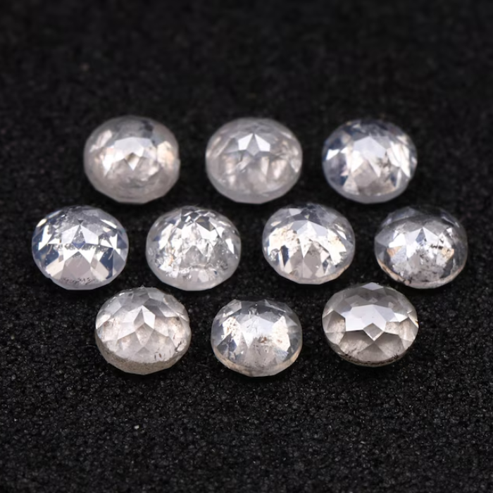 Natural White Milky Round Rose Cut Earth Mined Diamond