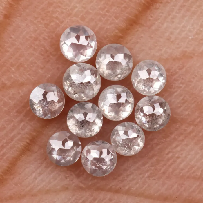 Natural White Round Rose Cut Earth Mined Diamond