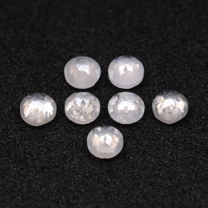 Natural White Round Rose Cut Earth Mined Diamond