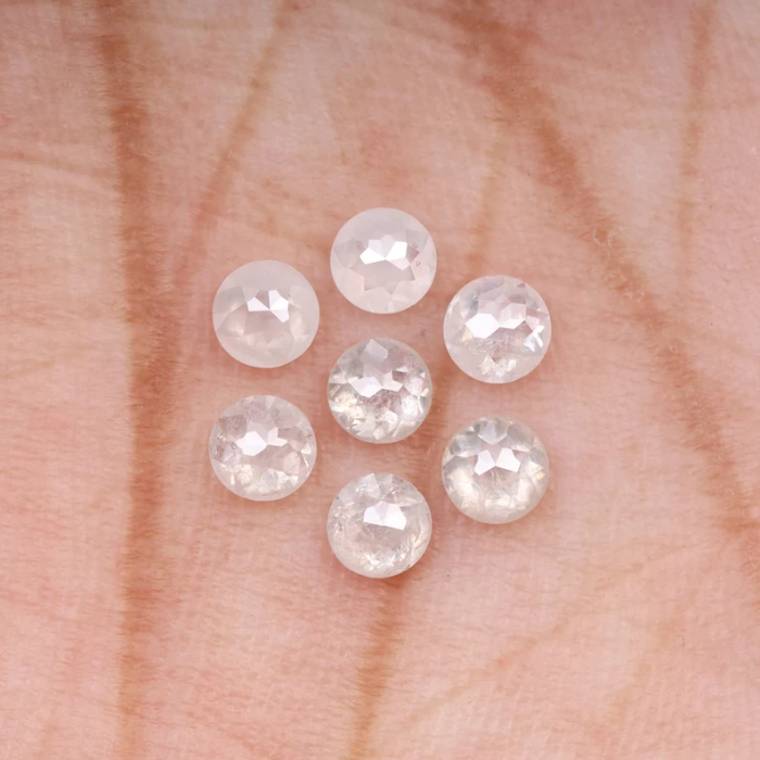 Natural White Round Rose Cut Earth Mined Diamond
