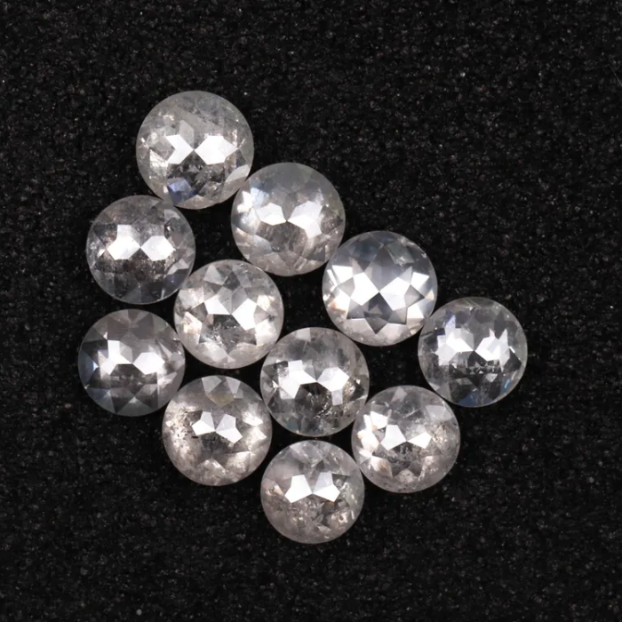 Natural White Round Rose Cut Earth Mined Diamond