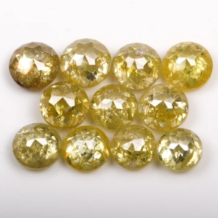 Natural Yellow Round Rose Cut Earth Mined Diamond