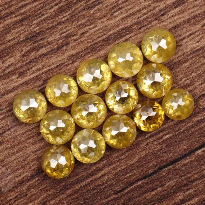 Natural Yellow Round Rose Cut Earth Mined Diamond - Minimal Carbon