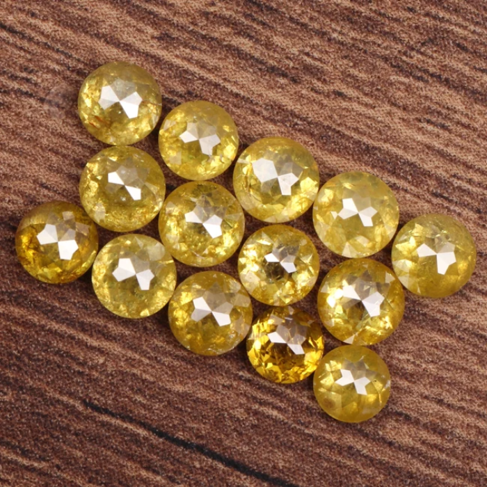 Natural Yellow Round Rose Cut Earth Mined Diamond - Minimal Carbon