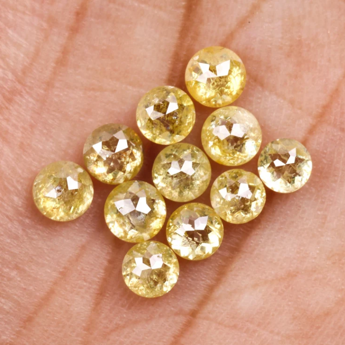 Natural Yellow Round Rose Cut Earth Mined Diamond